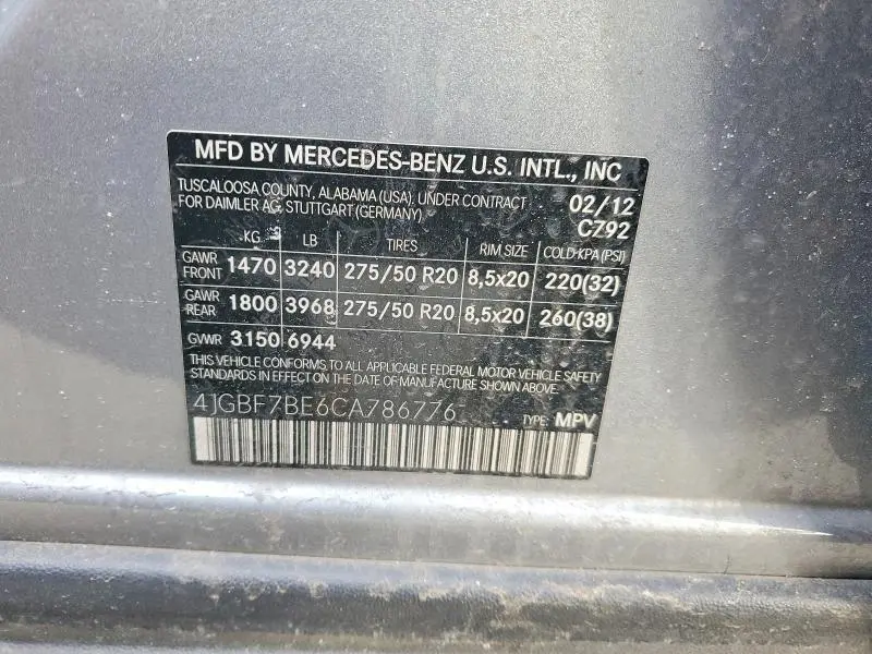 2012 MERCEDES-BENZ GL 450 4MATIC  