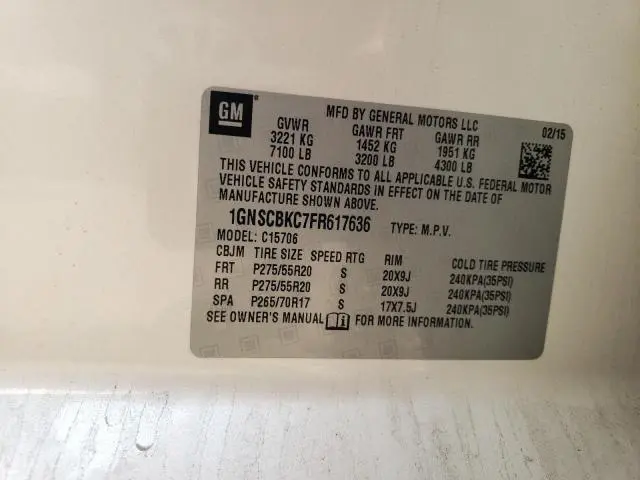 2015 CHEVROLET TAHOE C1500 LT  