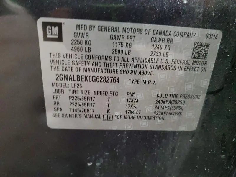 2016 CHEVROLET EQUINOX LS  