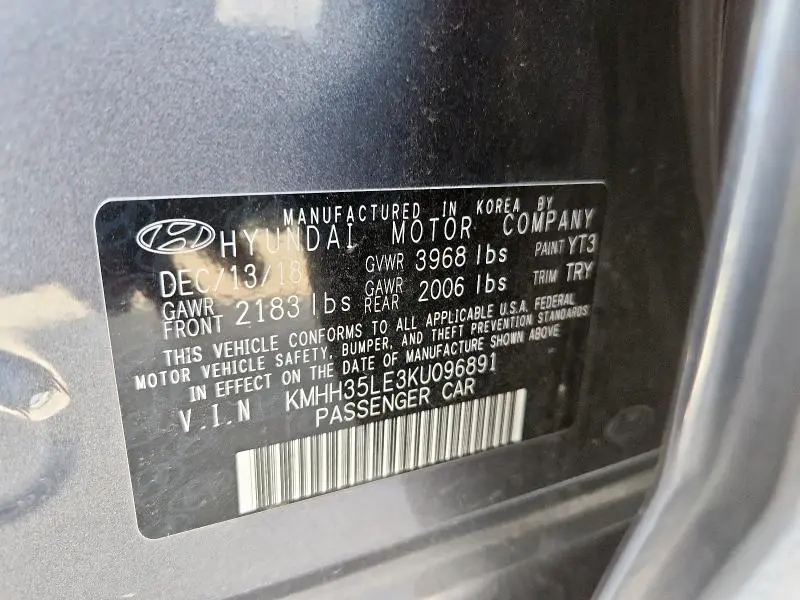 2019 HYUNDAI ELANTRA GT   