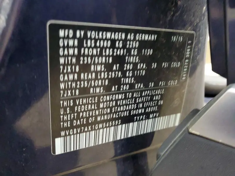 2016 VOLKSWAGEN TIGUAN S  