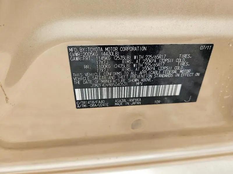 2011 TOYOTA RAV4 BASE  