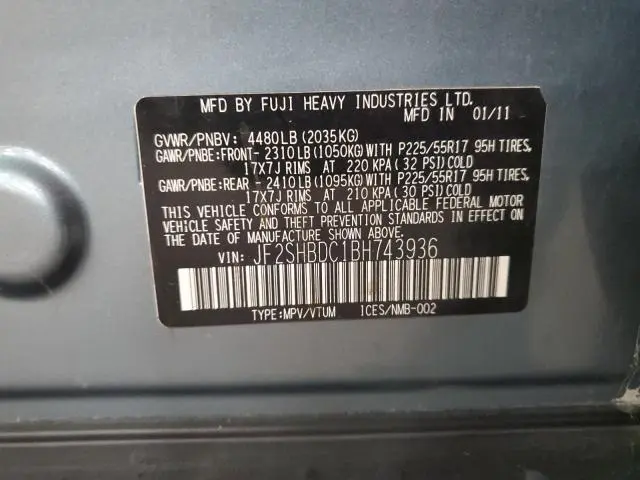 2011 SUBARU FORESTER 2.5X PREMIUM  