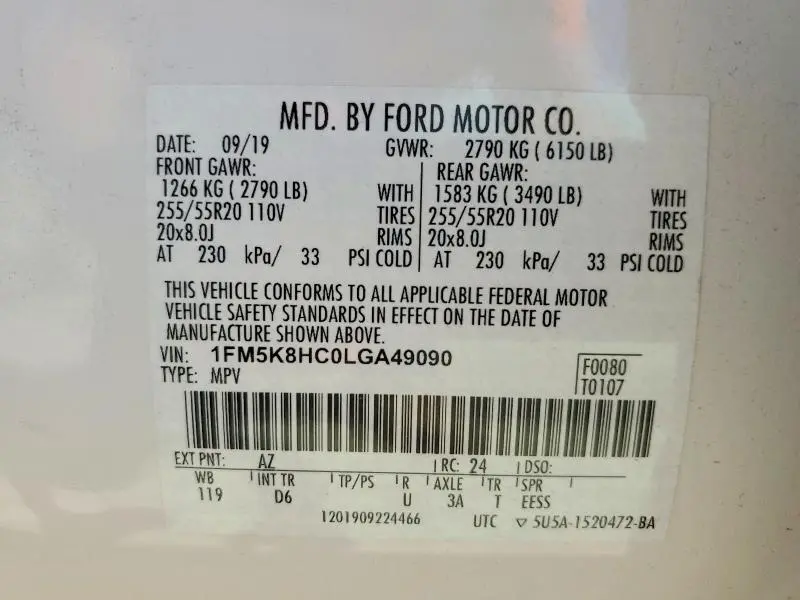 2020 FORD EXPLORER PLATINUM  