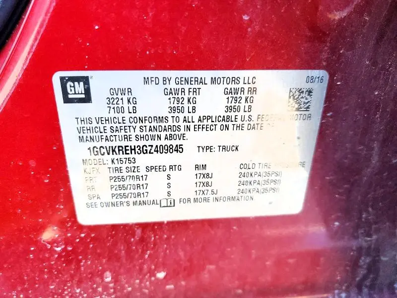 2016 CHEVROLET SILVERADO K1500 LT  