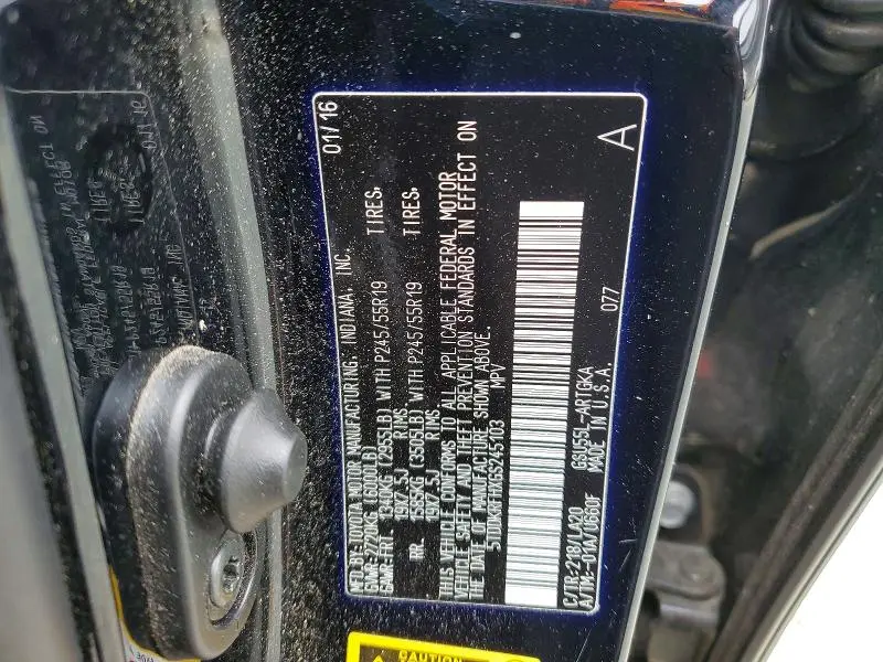 2016 TOYOTA HIGHLANDER LIMITED PLATINUM  