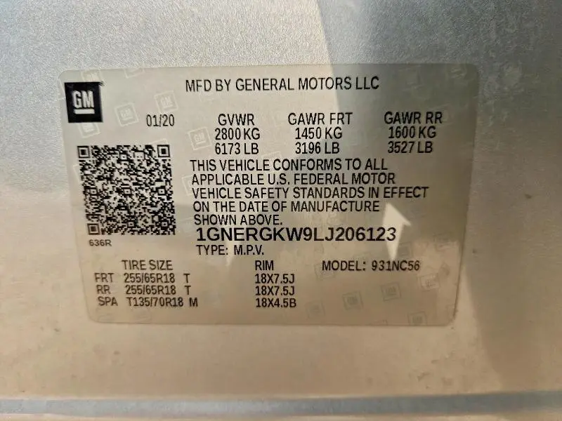 2020 CHEVROLET TRAVERSE LT  