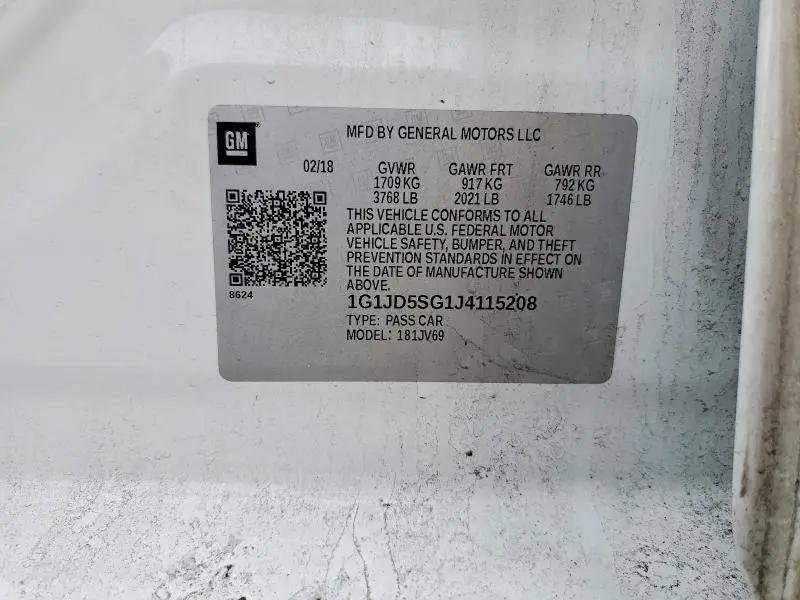 2018 CHEVROLET SONIC LT  