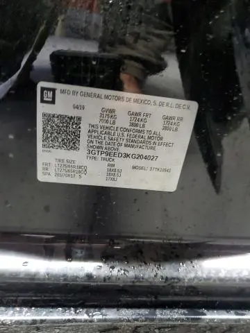 2019 GMC SIERRA K1500 AT4  