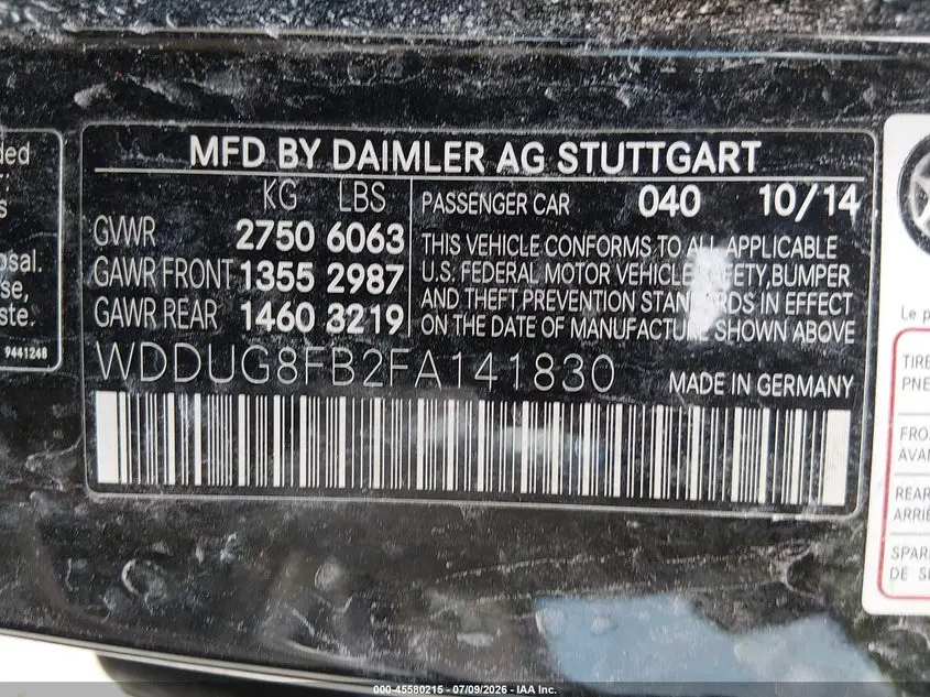 2015 MERCEDES-BENZ S 550 4MATIC