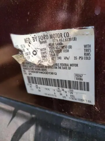 2016 FORD EXPLORER LIMITED  