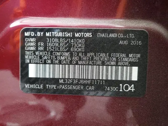 2017 MITSUBISHI MIRAGE G4 ES  