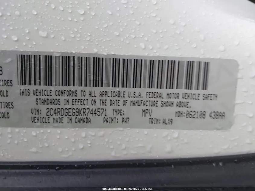 2019 DODGE GRAND CARAVAN GT