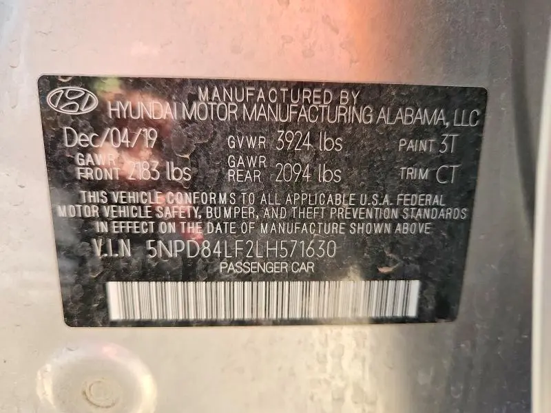 2020 HYUNDAI ELANTRA SEL  
