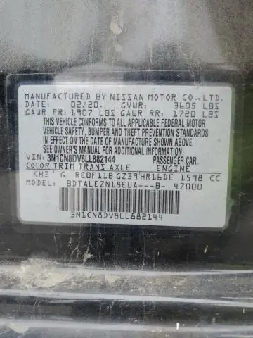 2020 NISSAN VERSA S