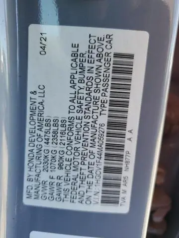 2021 HONDA ACCORD SPORT SE  