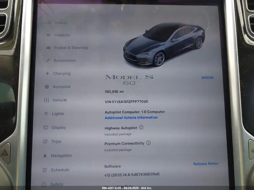 2015 TESLA MODEL S 60/70/85