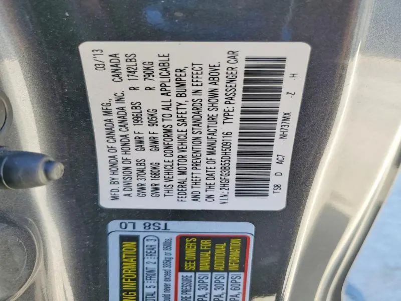 2013 HONDA CIVIC LX  