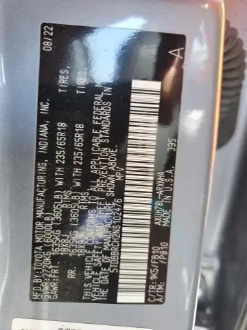 2022 TOYOTA HIGHLANDER HYBRID LE  