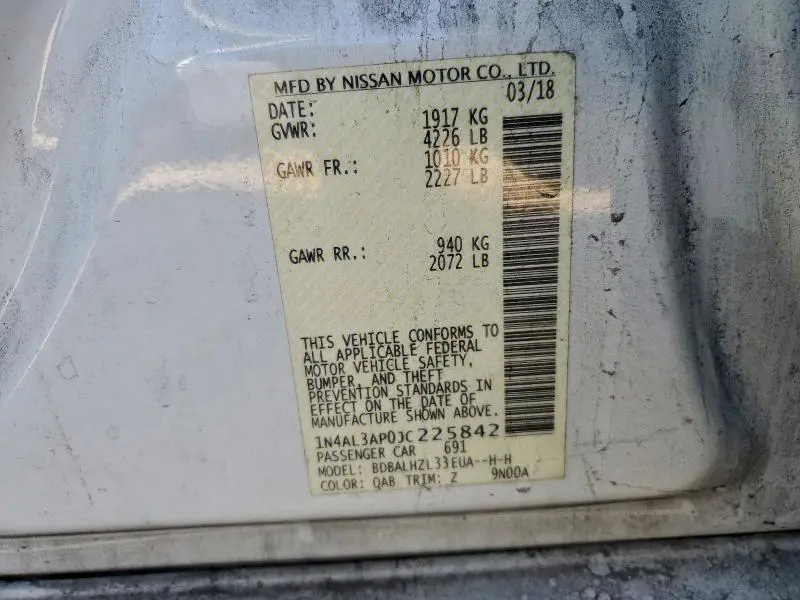 2018 NISSAN ALTIMA 2.5  