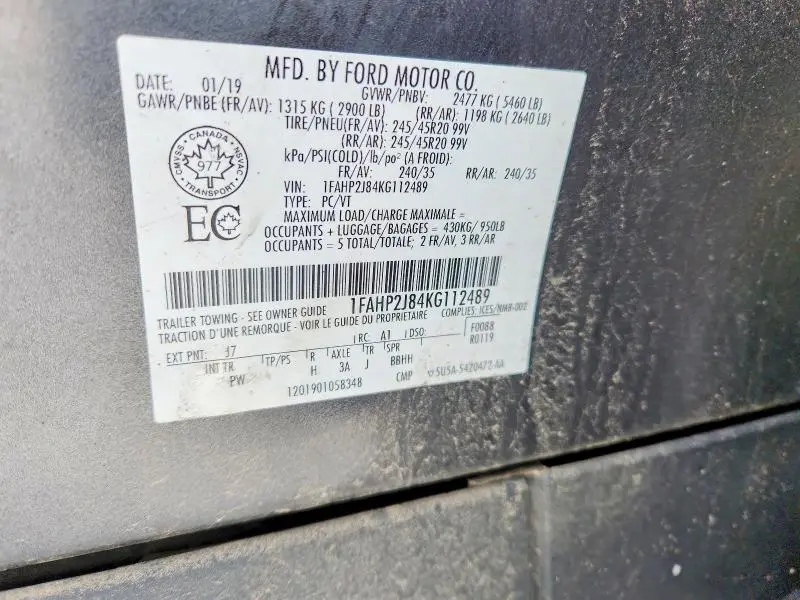 2019 FORD TAURUS LIMITED  