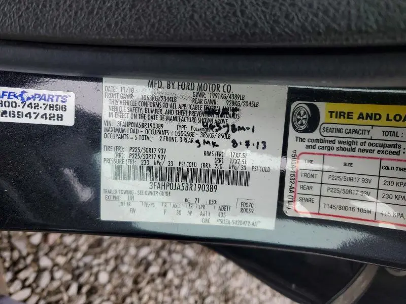 2011 FORD FUSION SEL  