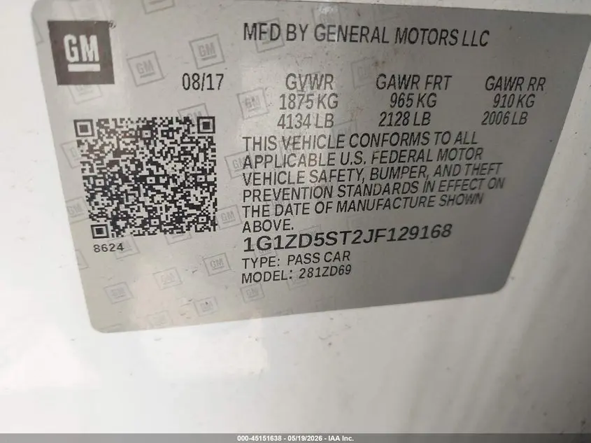 2018 CHEVROLET MALIBU LT