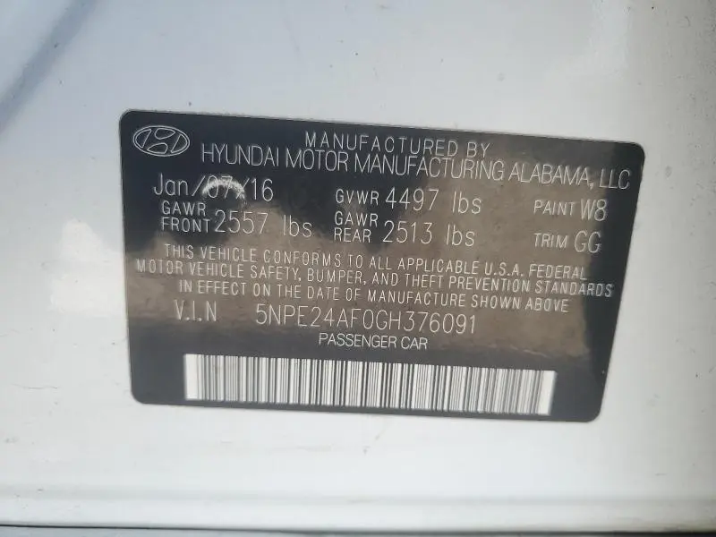 2016 HYUNDAI SONATA SE  