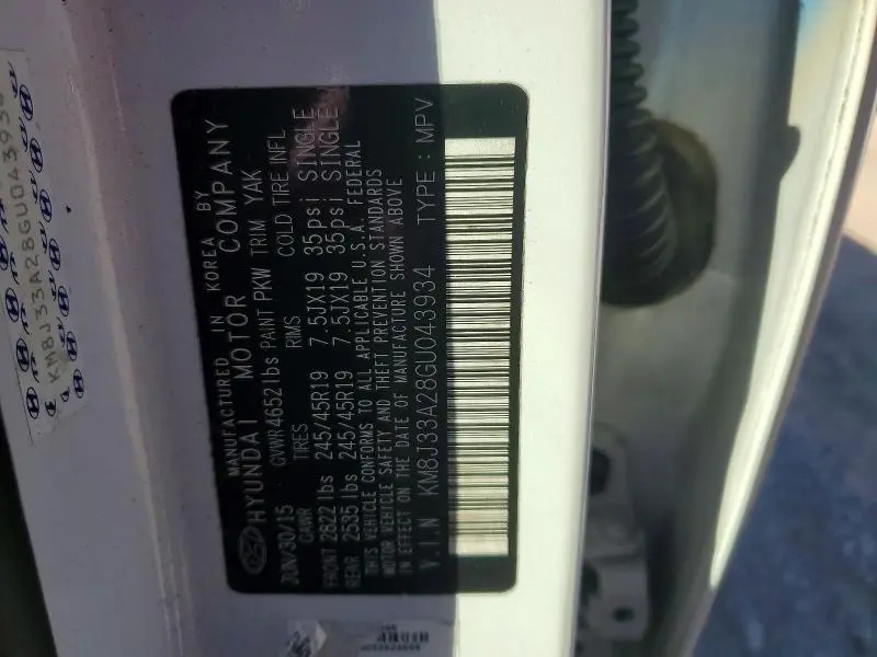 2016 HYUNDAI TUCSON LIMITED  