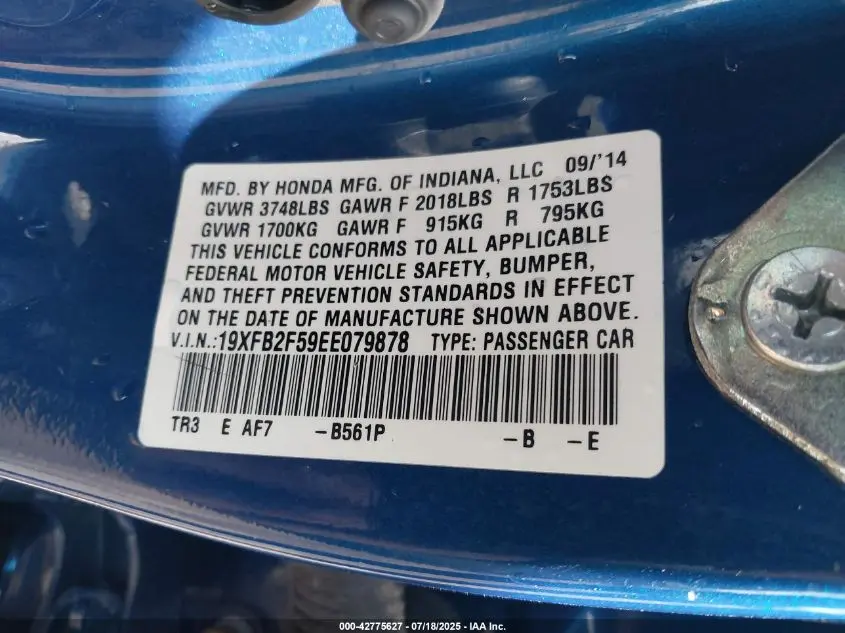 2014 HONDA CIVIC LX