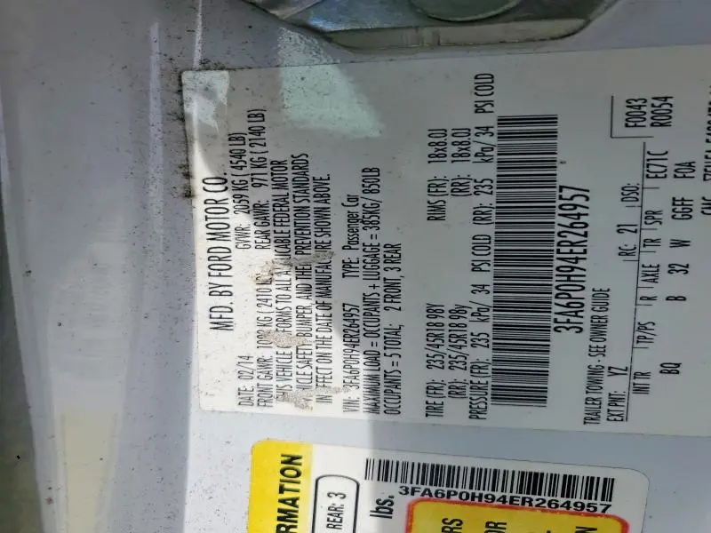 2014 FORD FUSION SE  