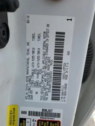 2016 TOYOTA TUNDRA DOUBLE CAB SR  