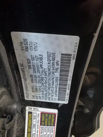2016 HONDA CR-V SE  