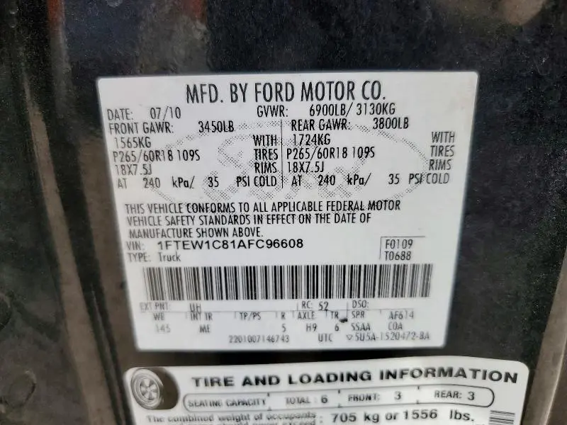 2010 FORD F150 SUPERCREW  