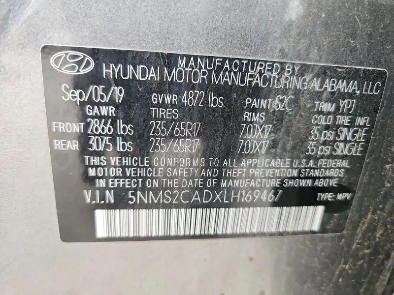 2020 HYUNDAI SANTA FE SE  