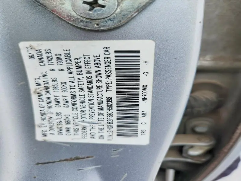 2012 HONDA CIVIC LX  
