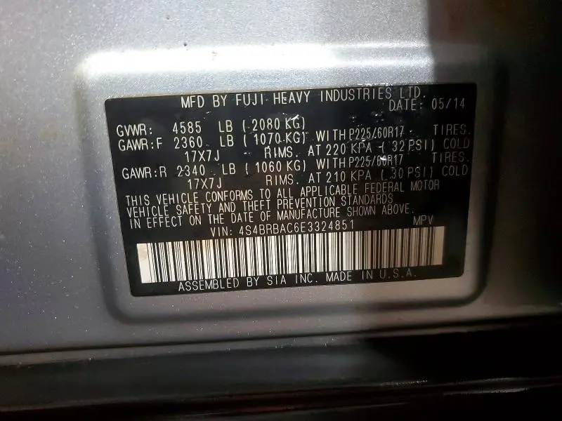 2014 SUBARU OUTBACK 2.5I  