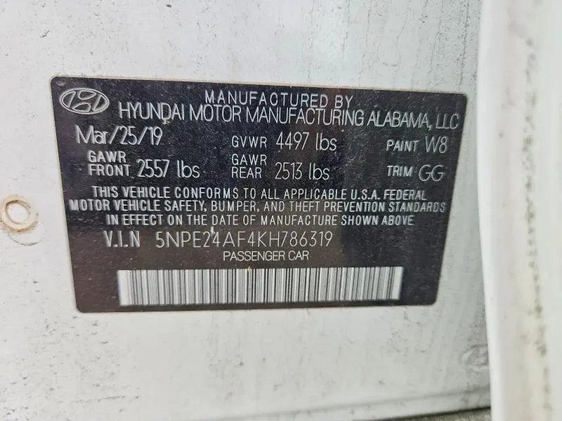 2019 HYUNDAI SONATA SE  