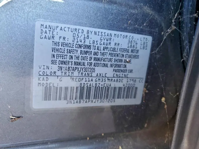 2018 NISSAN SENTRA S  