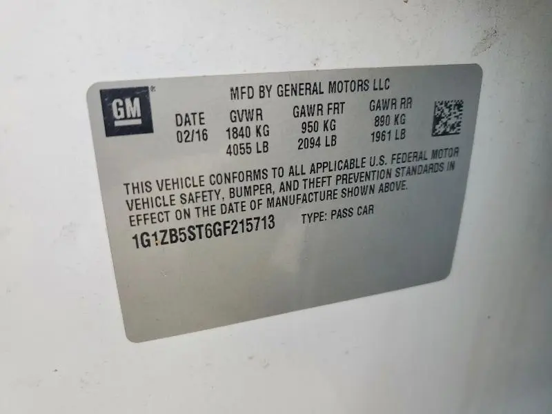 2016 CHEVROLET MALIBU LS  