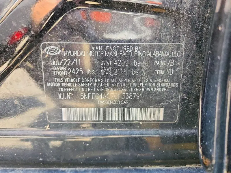 2012 HYUNDAI SONATA LIMITED  