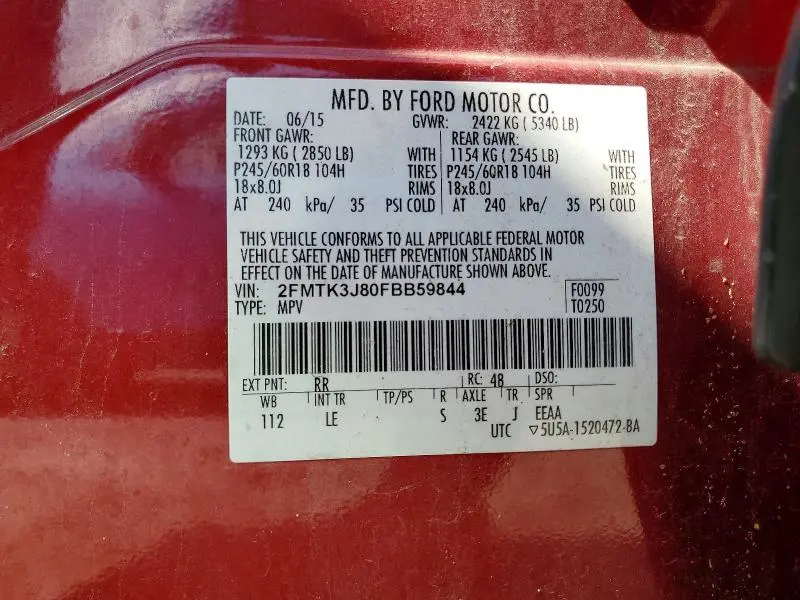2015 FORD EDGE SEL  