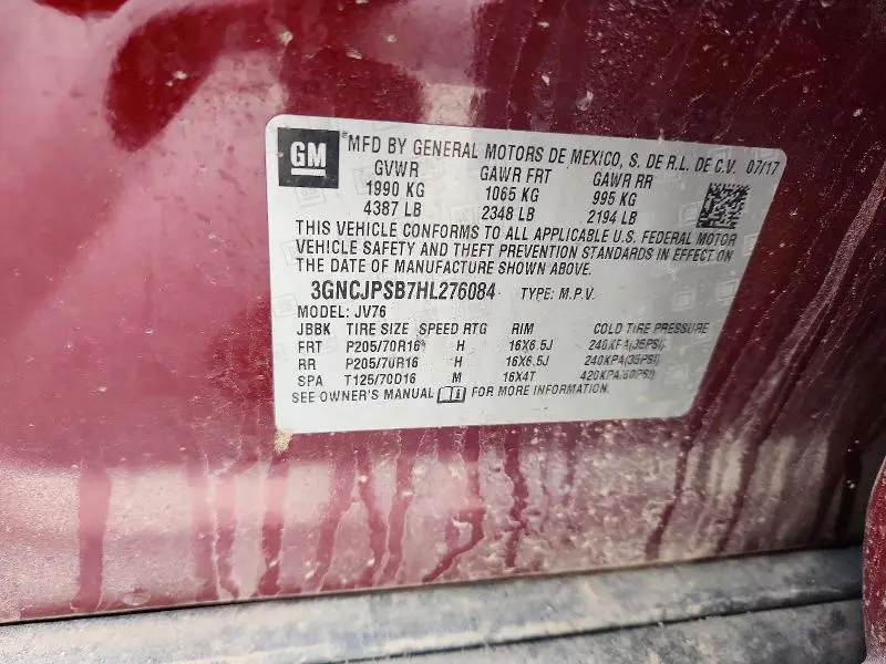 2017 CHEVROLET TRAX 1LT  