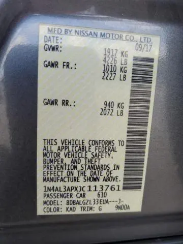 2018 NISSAN ALTIMA 2.5  