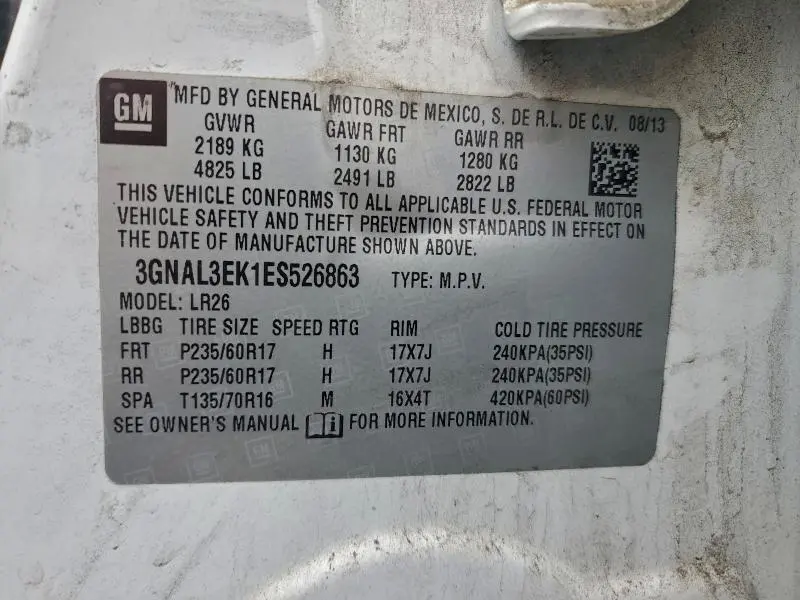 2014 CHEVROLET CAPTIVA LT  