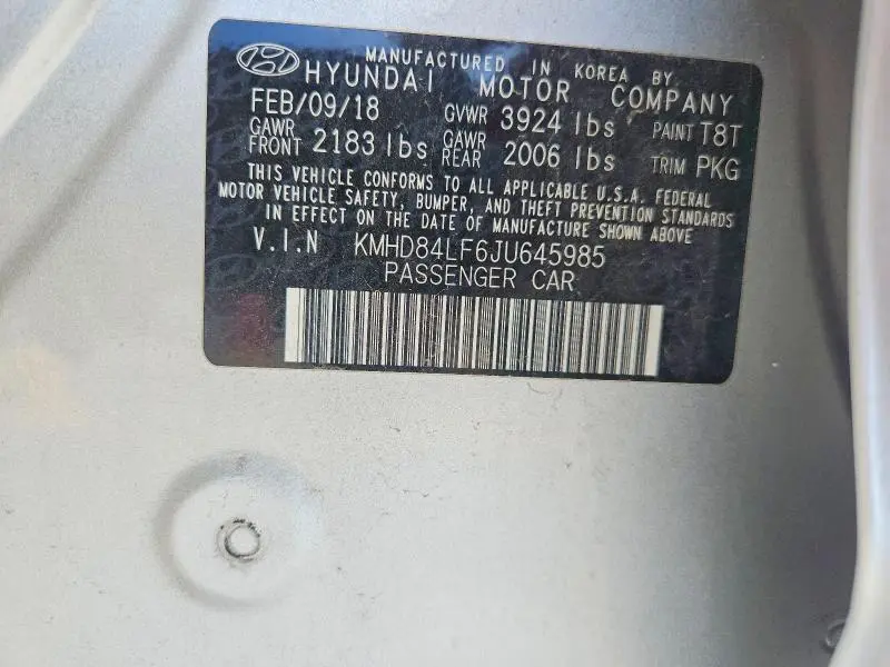 2018 HYUNDAI ELANTRA SEL  