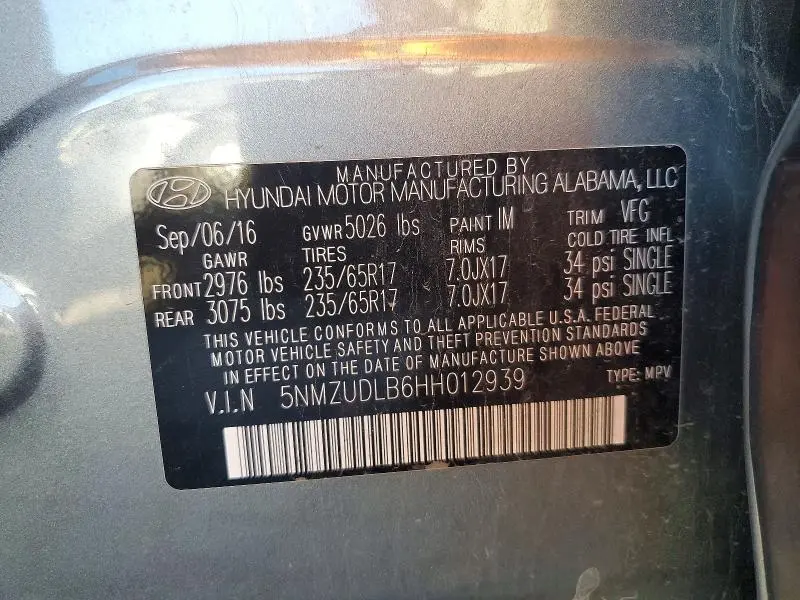 2017 HYUNDAI SANTA FE SPORT   