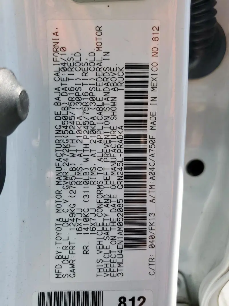 2010 TOYOTA TACOMA DOUBLE CAB  