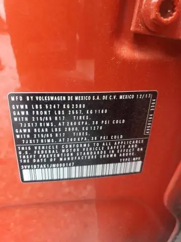 2018 VOLKSWAGEN TIGUAN S  