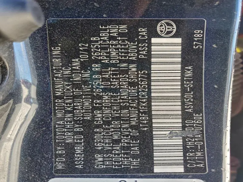 2012 TOYOTA CAMRY BASE  